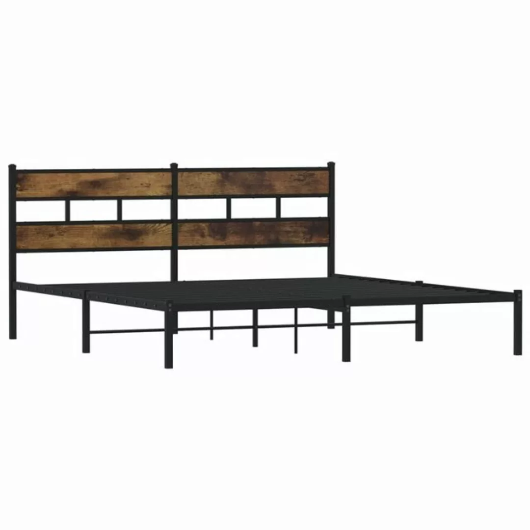 vidaXL Bett Metallbett ohne Matratze Räuchereiche 183x213 cm günstig online kaufen