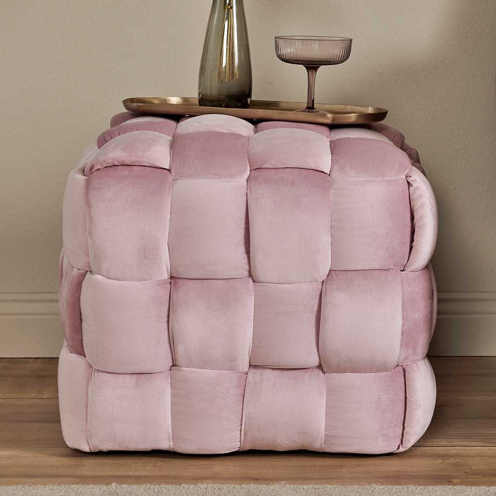 Hocker Sitzhocker in Rosa aus Samt günstig online kaufen