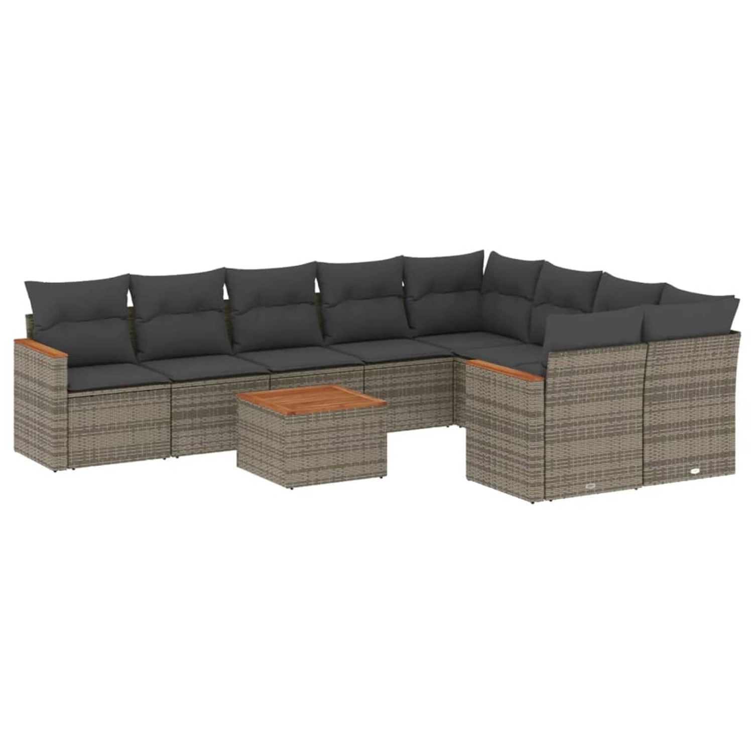 vidaXL 10-Tlg Garten-Sofagarnitur mit Kissen Grau Poly Rattan 3226312 günstig online kaufen