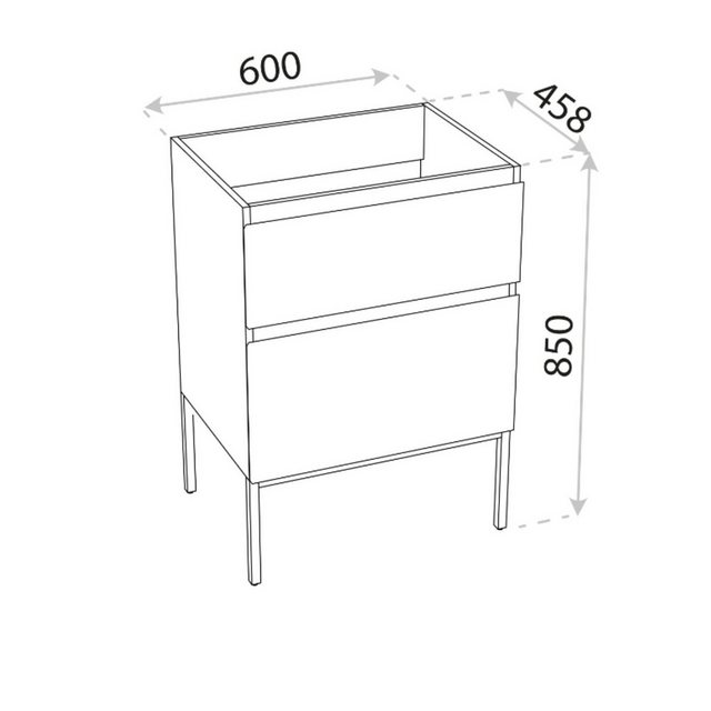 Waschbeckenunterschrank 2in1, Waschtischunterschrank TOPEKA 600 inkl. Einba günstig online kaufen