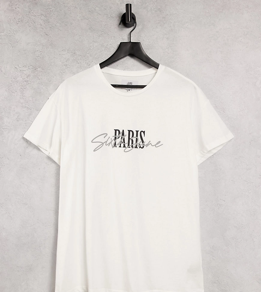 Sixth June – Oversized-T-Shirt in Weiß mit Paris-Schriftzug – exklusiv bei günstig online kaufen