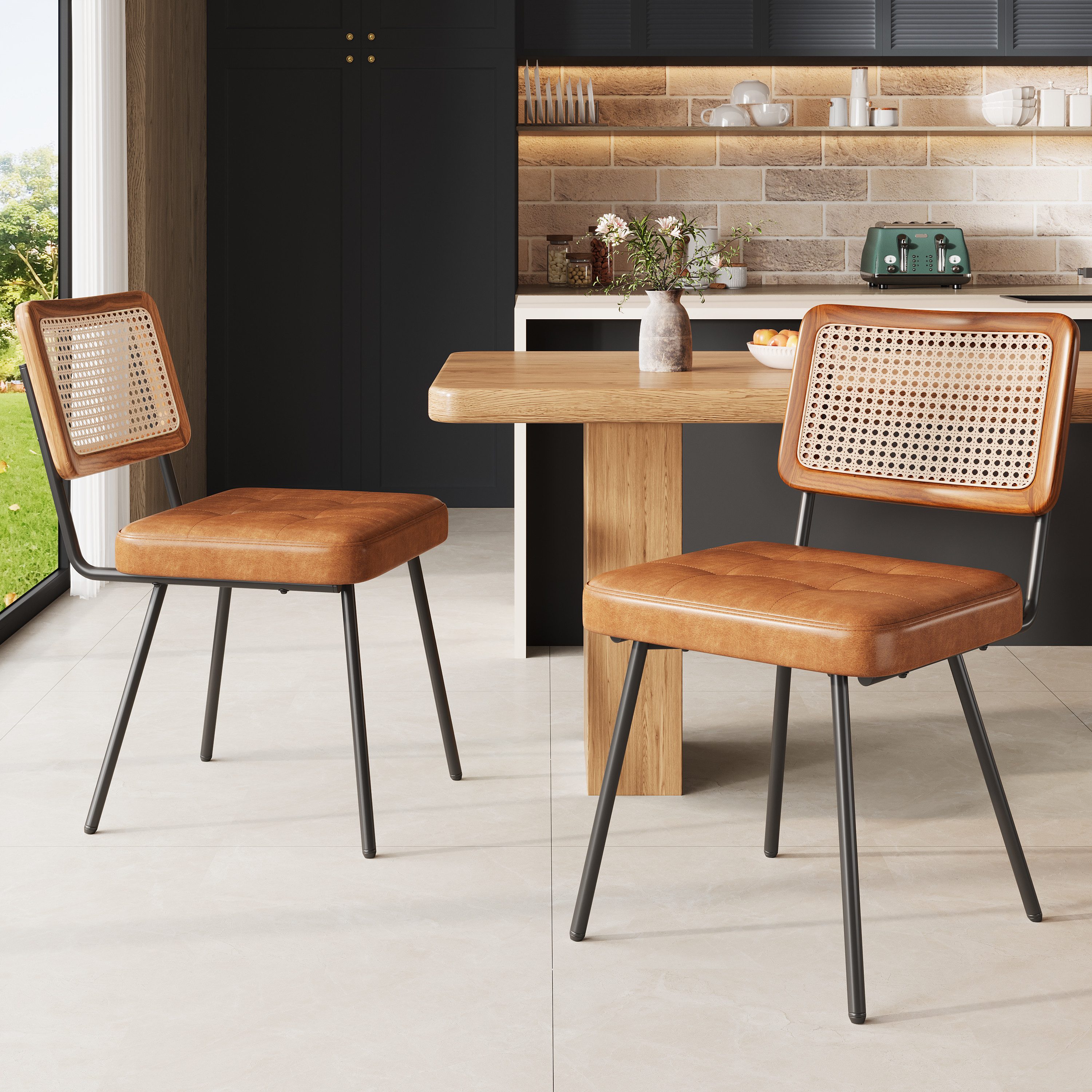 MODFU Esszimmerstuhl Retro-Stuhl,Rattan-Loungesessel (Esszimmerstuhl Set au günstig online kaufen