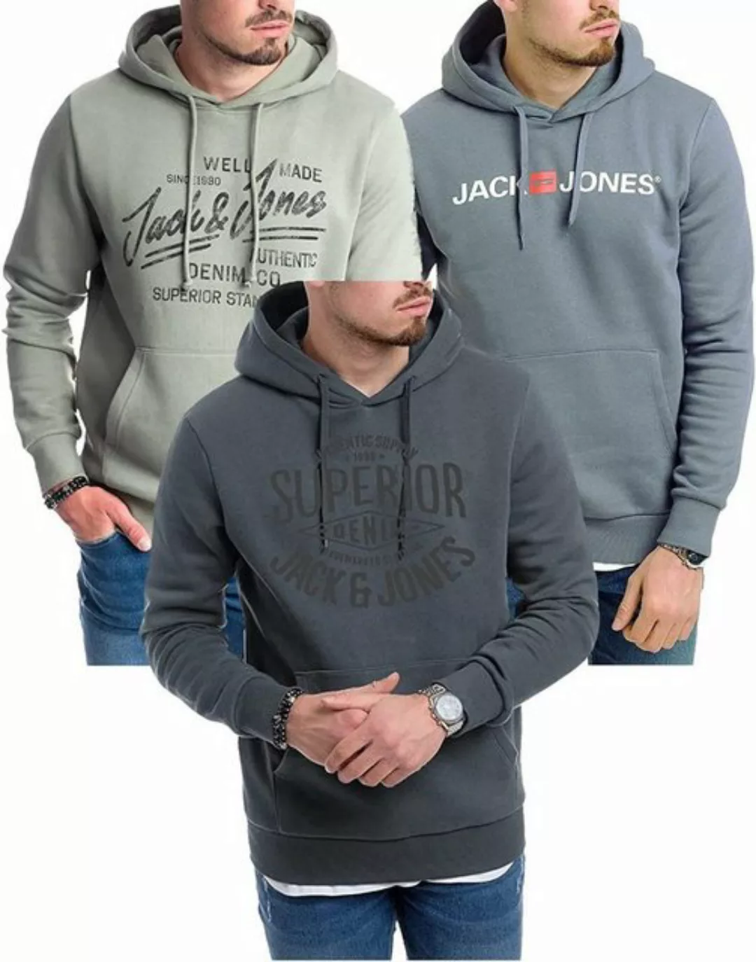 Jack & Jones Kapuzensweatshirt modische Hoodies mit Logoprint (Spar-Set, 3e günstig online kaufen