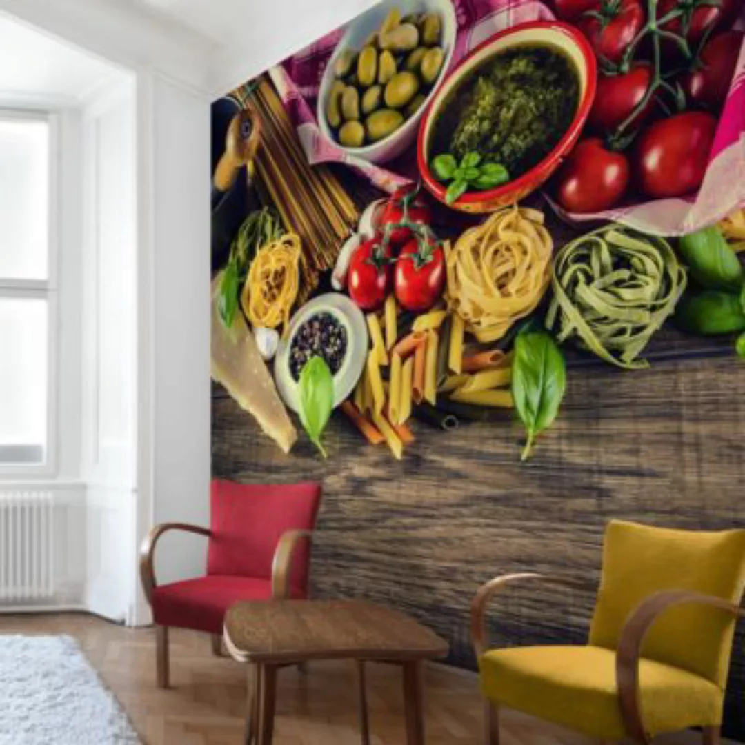 Bilderwelten Küchentapete Pasta bunt Gr. 480 x 320 günstig online kaufen