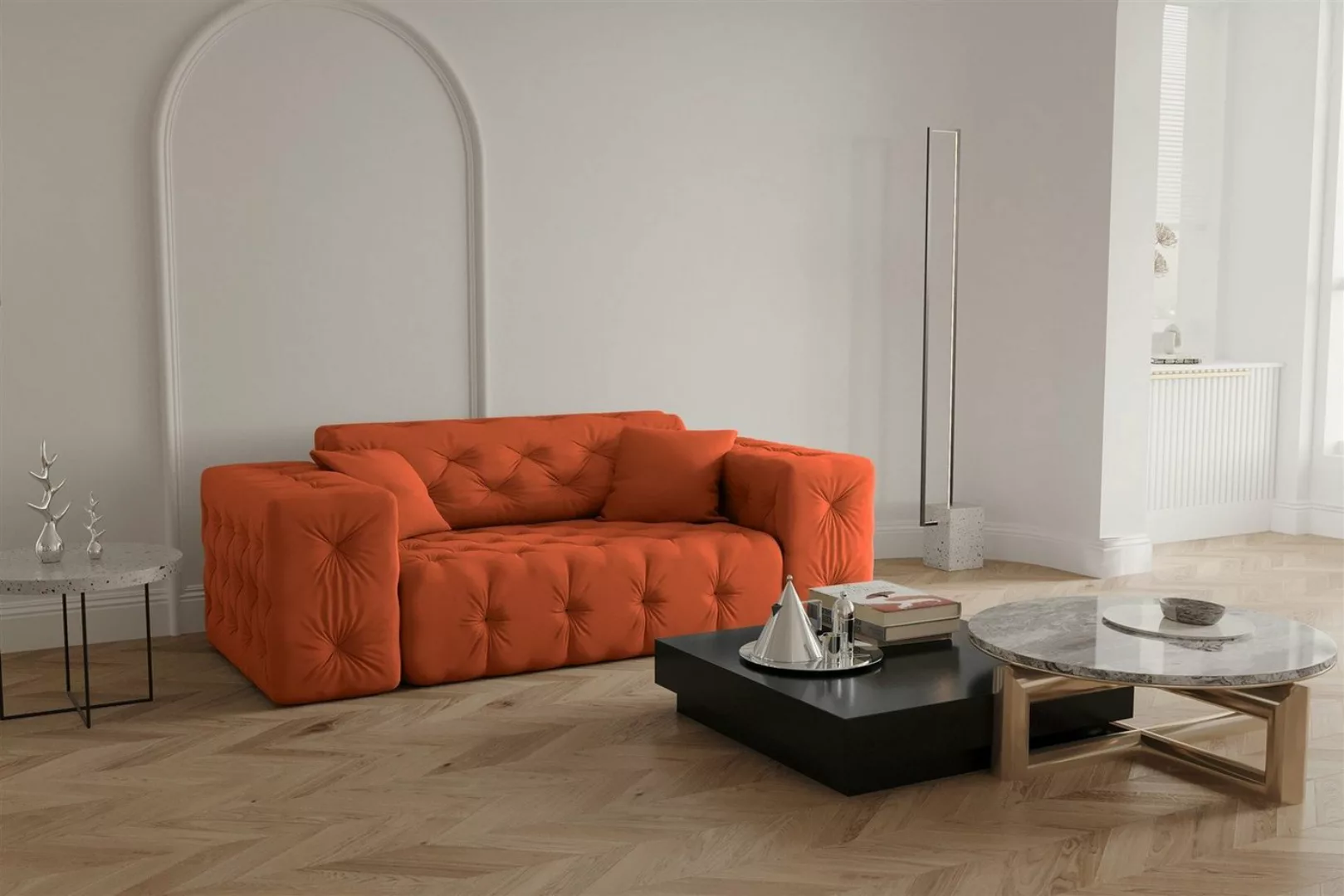 Fun Möbel Sofa Sofa Designersofa CHANTAL 2-Sitzer in Stoff Opera Velvet günstig online kaufen