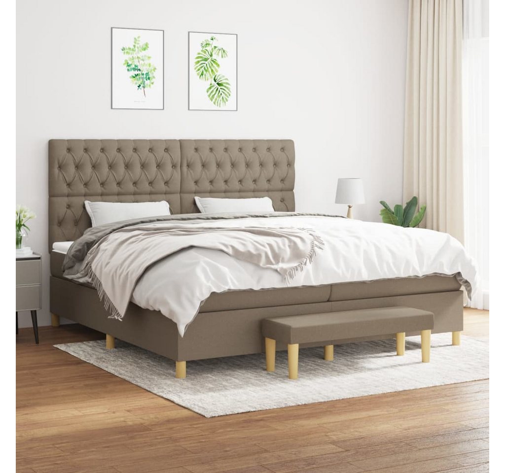 vidaXL Boxspringbett Boxspringbett mit Matratze Taupe 200x200 cm Stoff Bett günstig online kaufen