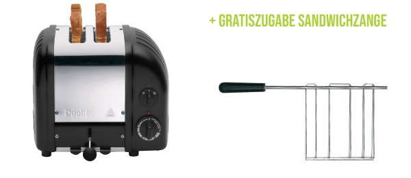 Classic Toaster Premium 2-Schlitz inkl. Gratis Brötchenaufsatz Schwarz matt günstig online kaufen