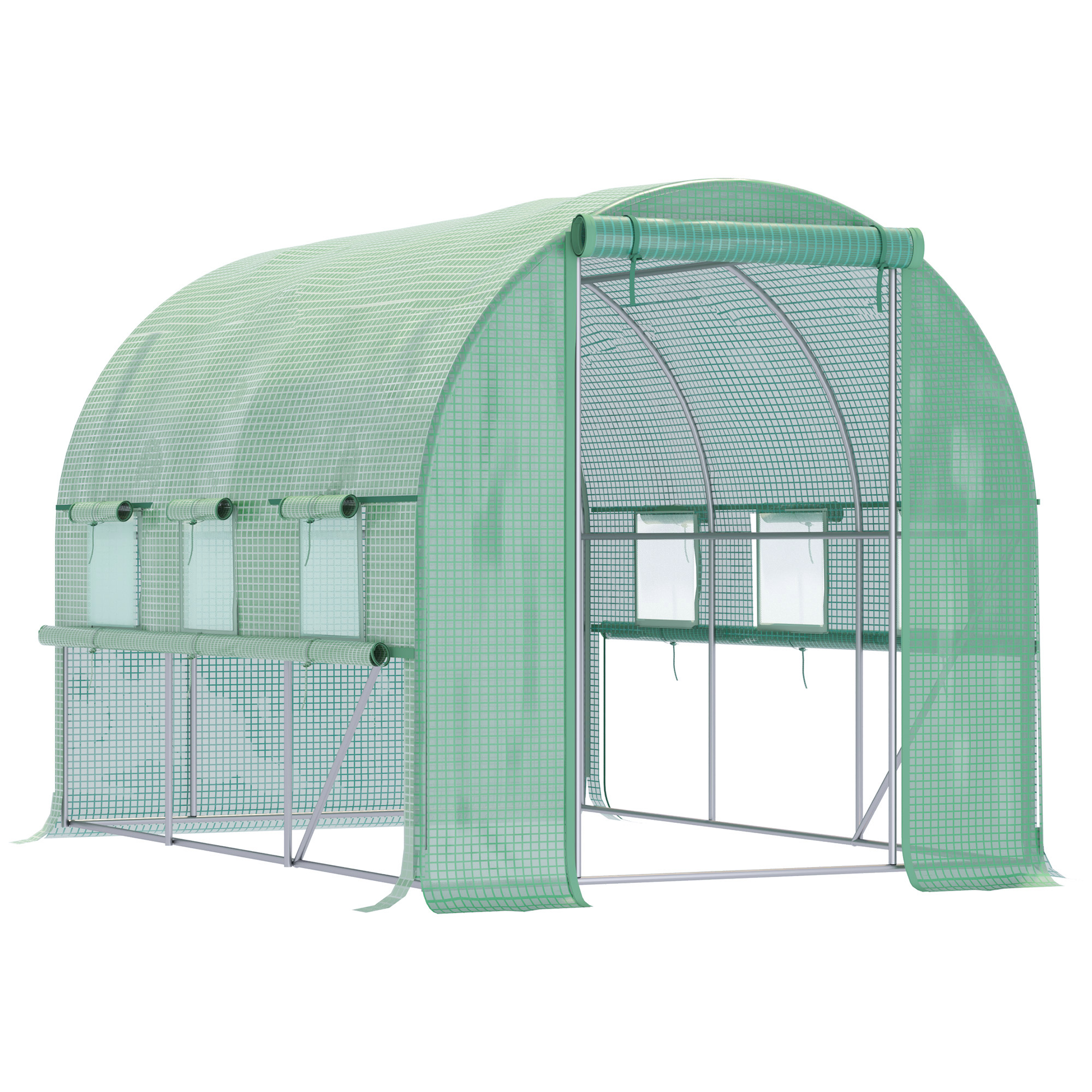 Outsunny Foliengewächshaus 2,95x2x2m Tunnel begehbar mit 6 Fenstern UV-Schu günstig online kaufen