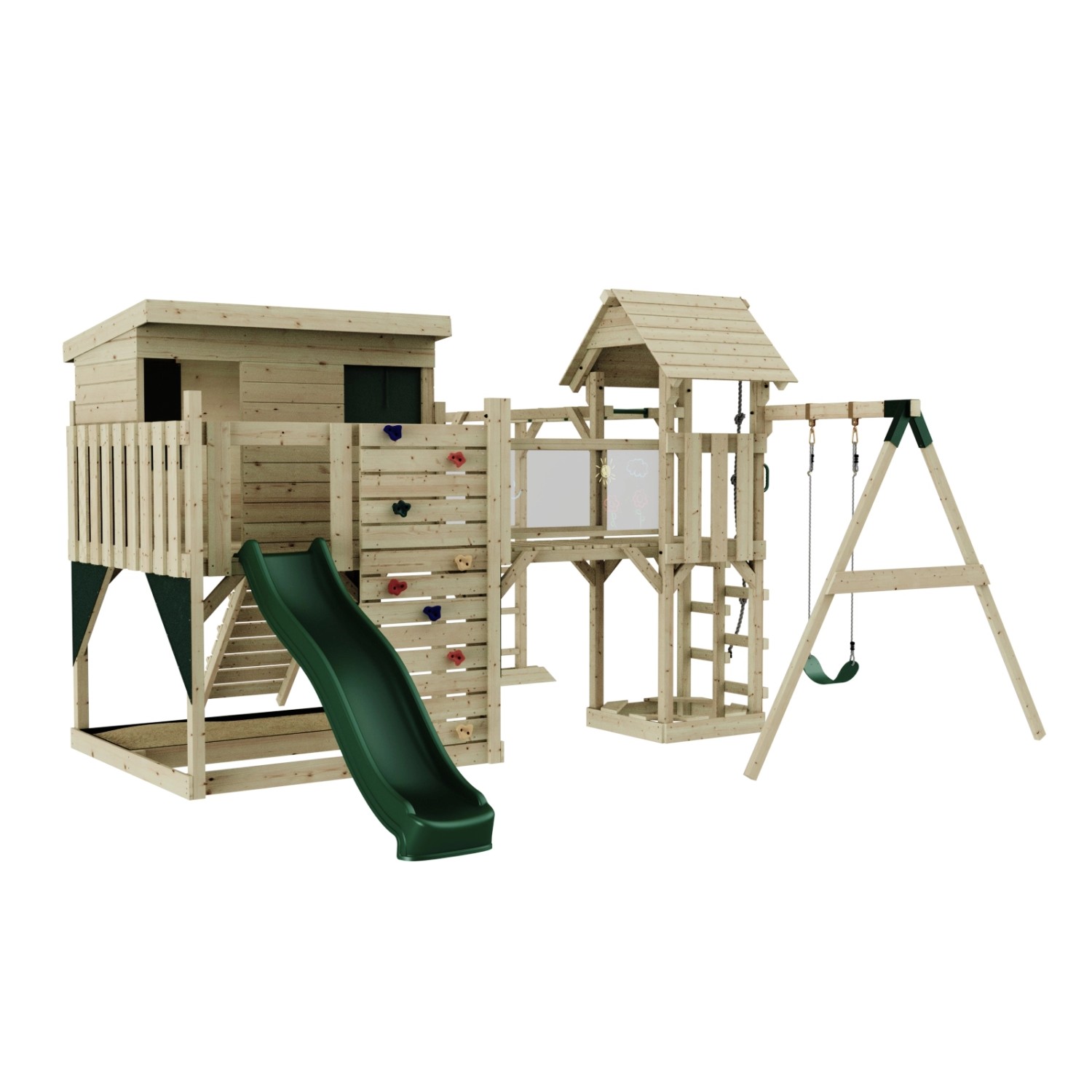 OutdoorToys Spielturm Inga mit Kinderschaukel Dunkelgrün günstig online kaufen