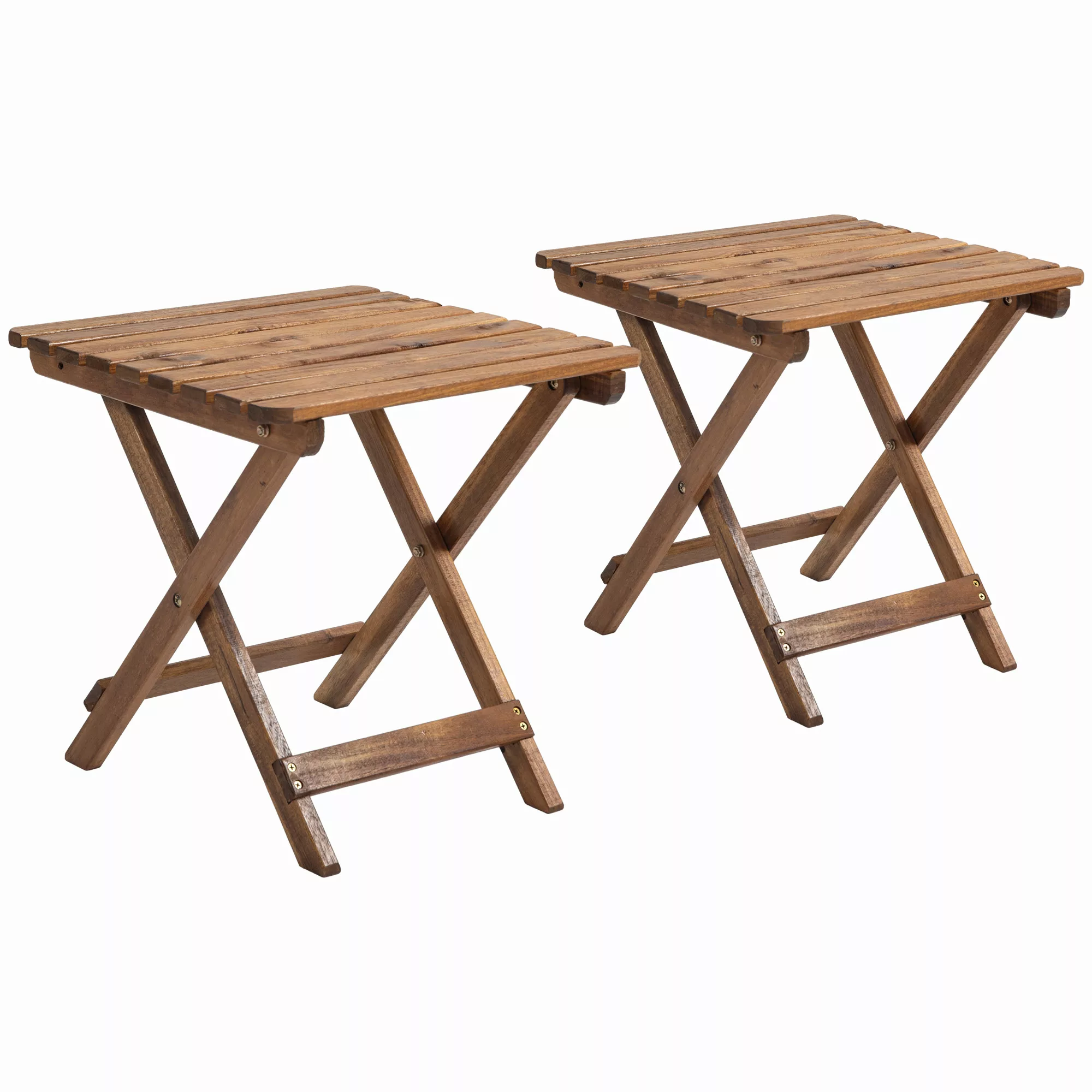 Outsunny Beistelltisch Outdoor 2er-Set  Klappbarer Gartentisch aus Holz, id günstig online kaufen