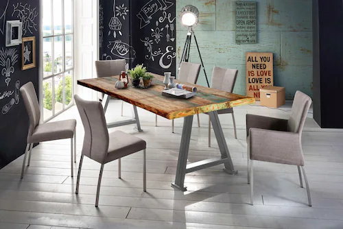 SIT Esstisch "Tops&Tables", mit Platte aus recyceltem Altholz mit Farbreste günstig online kaufen