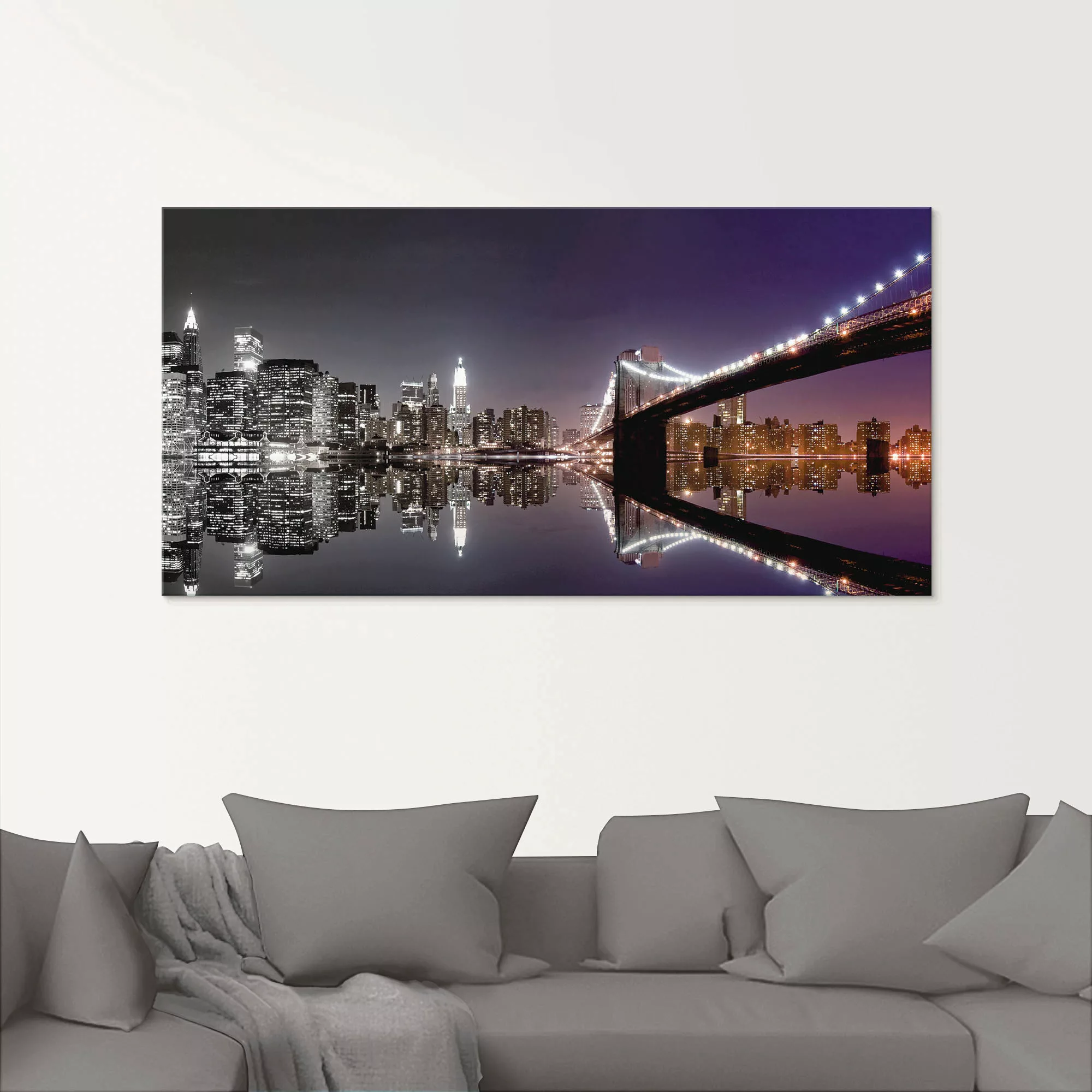 Artland Glasbild »New York Skyline nächtliche Reflektion«, Amerika, (1 St.) günstig online kaufen