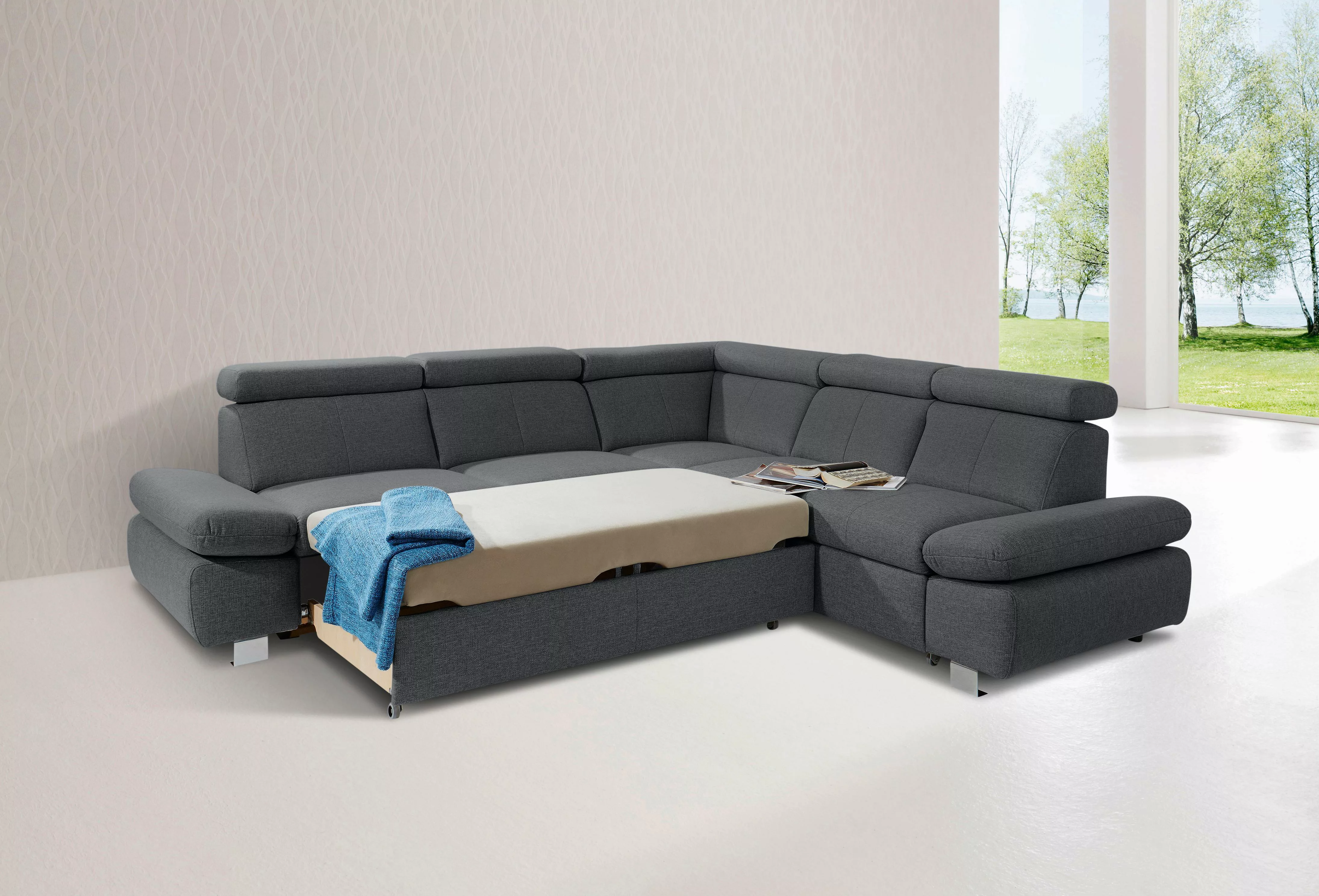 exxpo - sofa fashion Ecksofa »Happy, L-Form«, inkl. Kopf- und Armteilverste günstig online kaufen