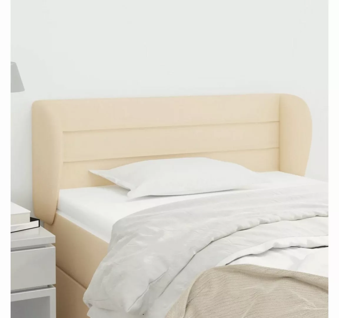 vidaXL Bett, Kopfteil mit Ohren Creme 103x23x78/88 cm Stoff günstig online kaufen