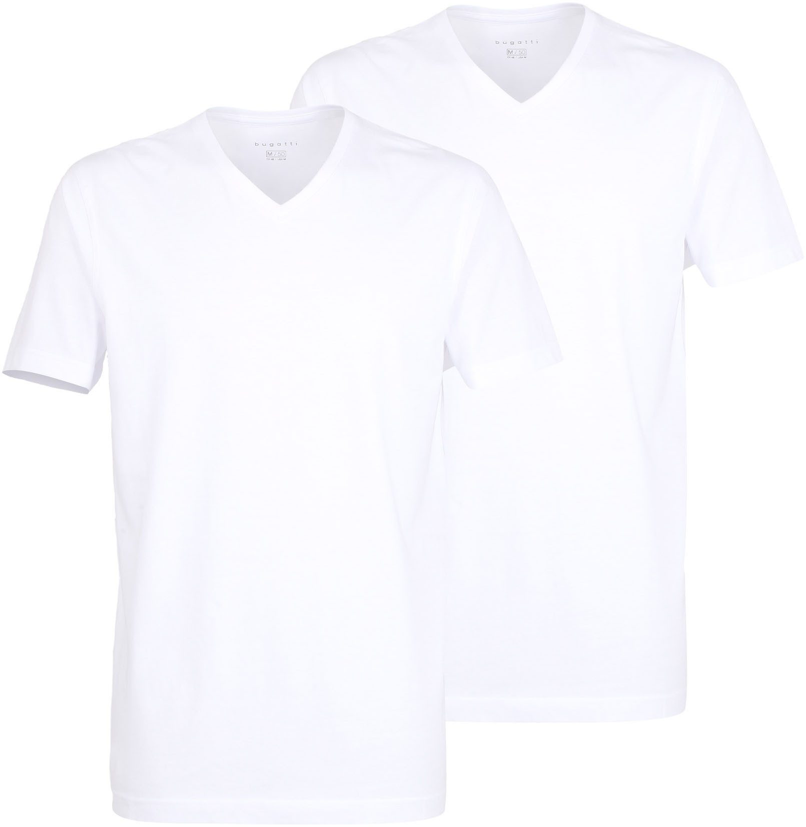 bugatti T-Shirt "Bari", (2er Pack), Rundhalsausschnitt, Kurzarm, basic, Bau günstig online kaufen