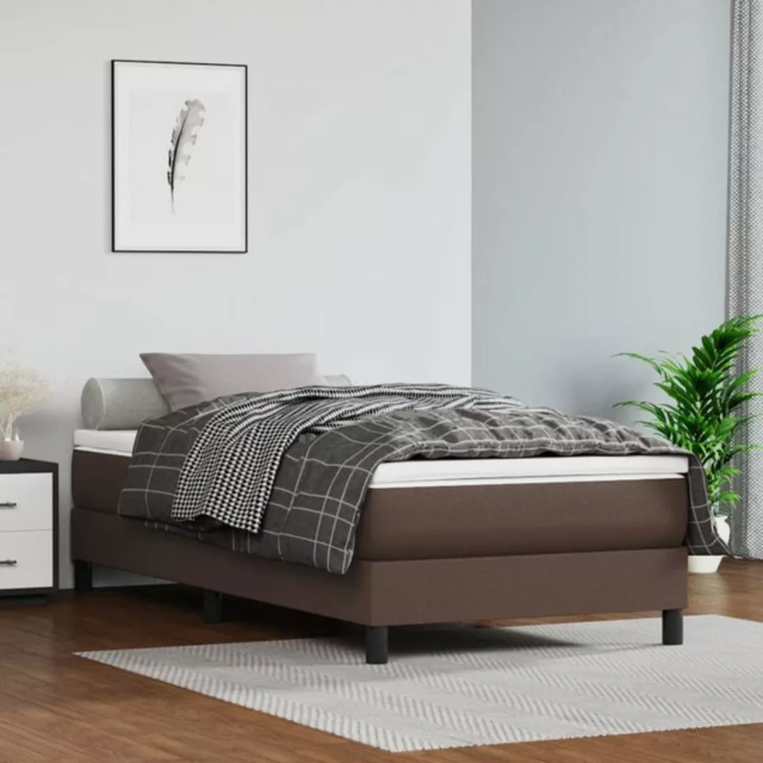 vidaXL Bett Boxspringbett mit Matratze Braun 90x200 cm Kunstleder günstig online kaufen