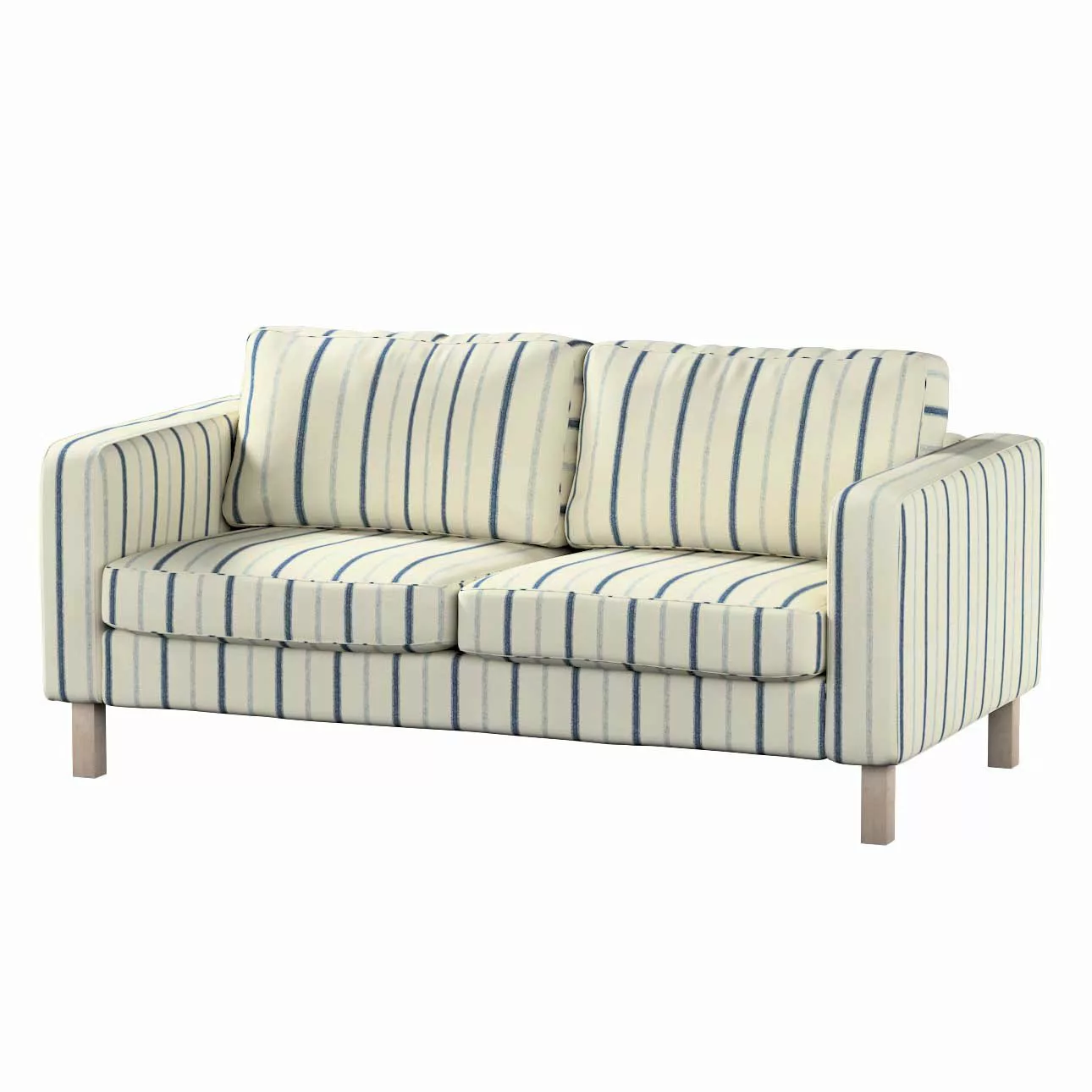 Bezug für Karlstad 2-Sitzer Sofa nicht ausklappbar, creme- blau gestreift, günstig online kaufen