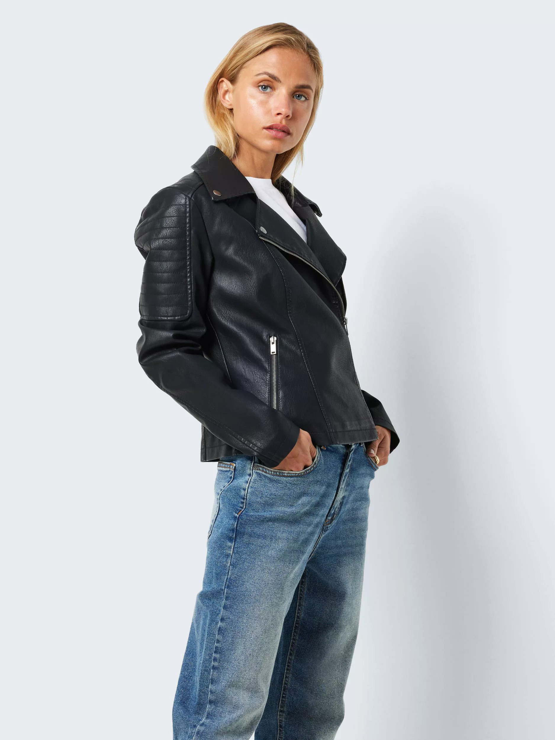 Noisy may Lederimitatjacke NMREBEL L/S JACKET NOOS mit vielen Biker Details günstig online kaufen