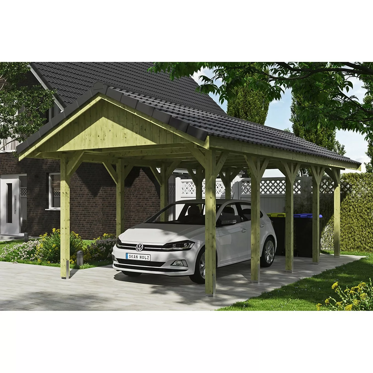 Satteldach-Carport Wallgau 380 x 750 cm Dachlattung günstig online kaufen