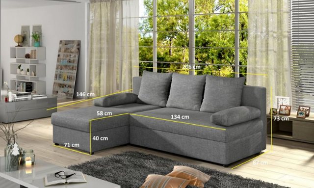 JVmoebel Ecksofa Moderne Schlafsofa Couch Polster Sitz Garnitur L Form Text günstig online kaufen