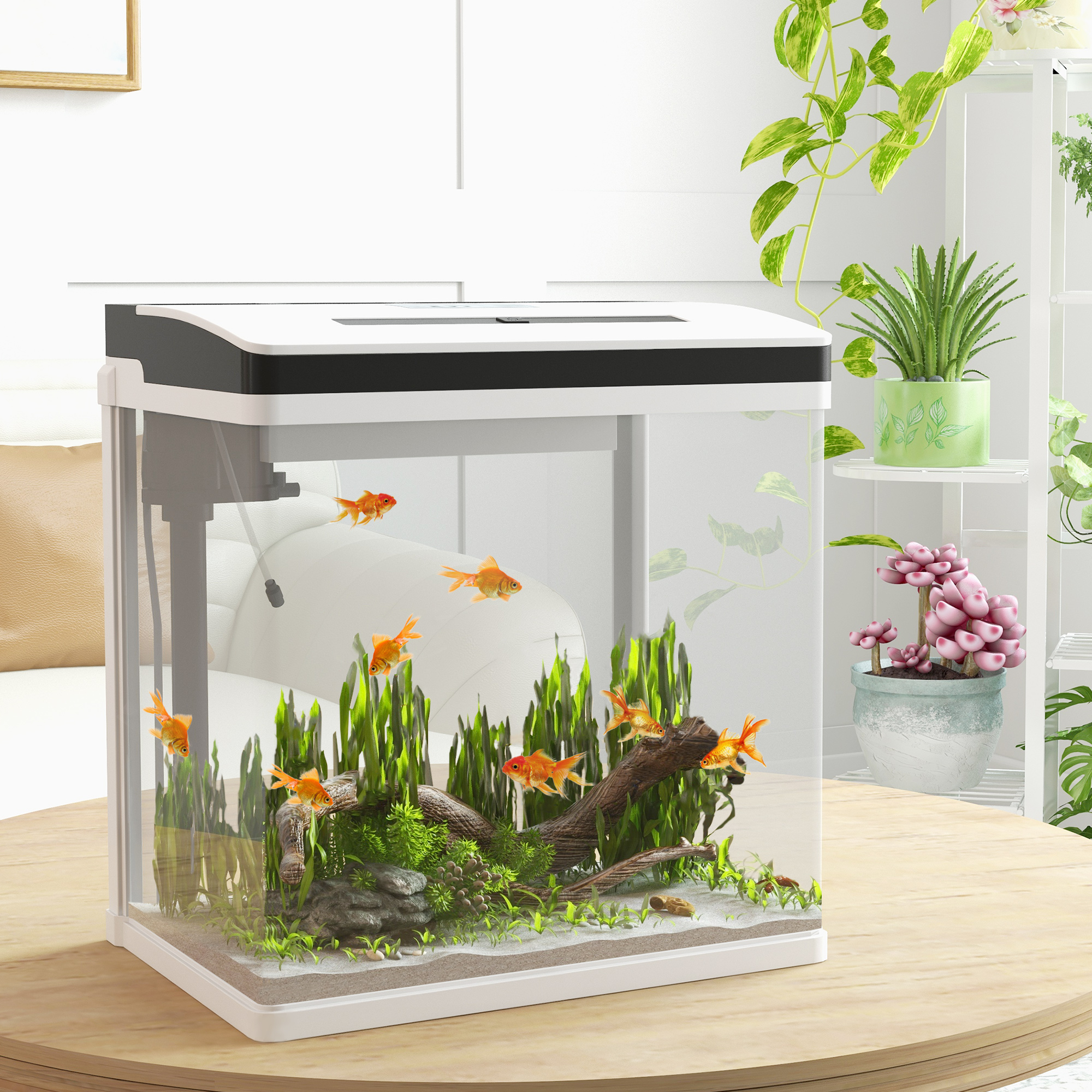 PawHut Aquarium aus Glas mit Filter, Deckel und LED-Licht für Fische, Fassu günstig online kaufen