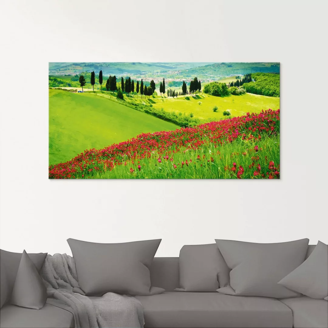Artland Glasbild »Hügel und Zypressen«, Felder, (1 St.), in verschiedenen G günstig online kaufen