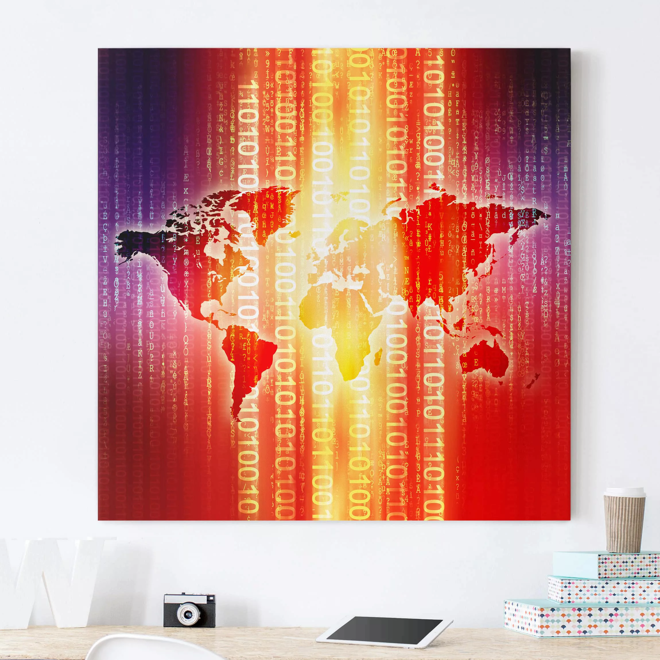 Leinwandbild Weltall - Quadrat Digital World günstig online kaufen