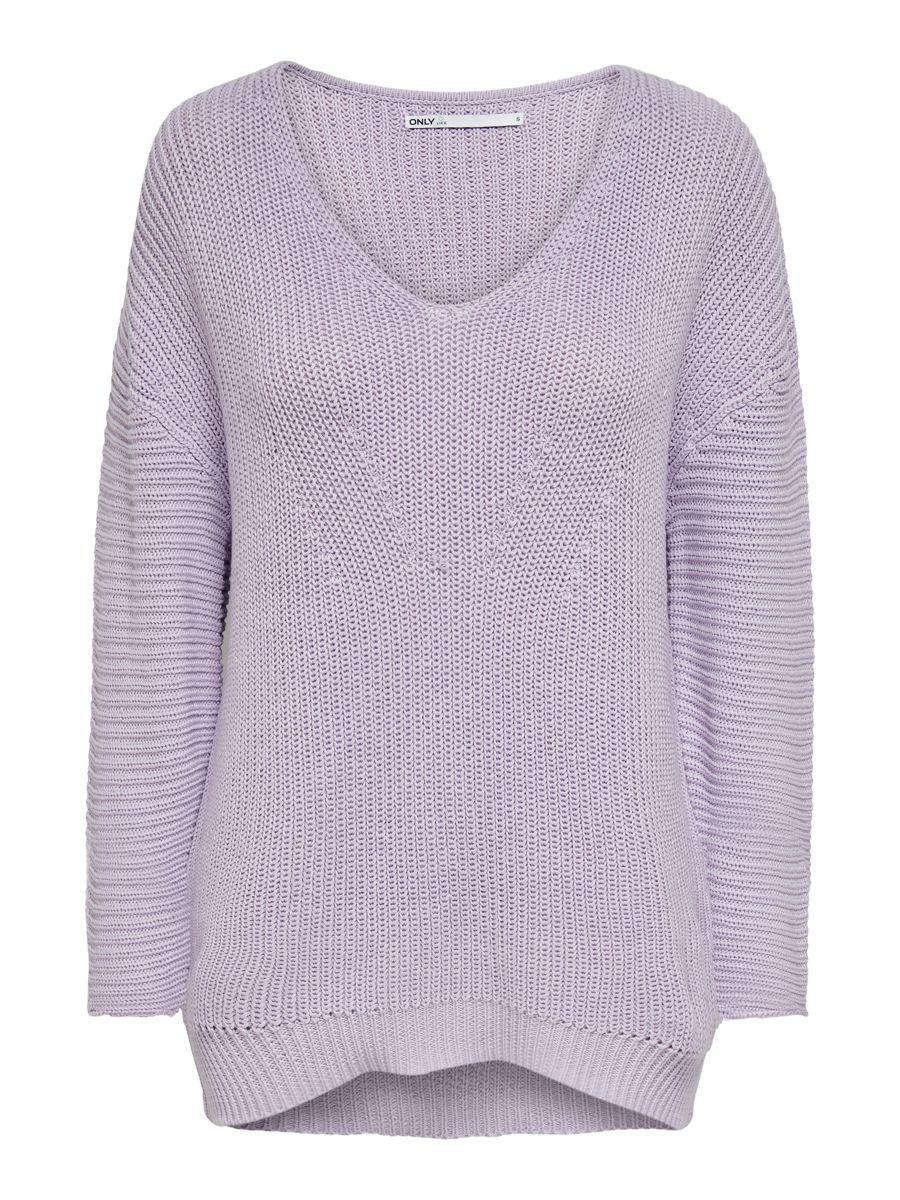 ONLY Geripptes Strickpullover Damen Violett günstig online kaufen