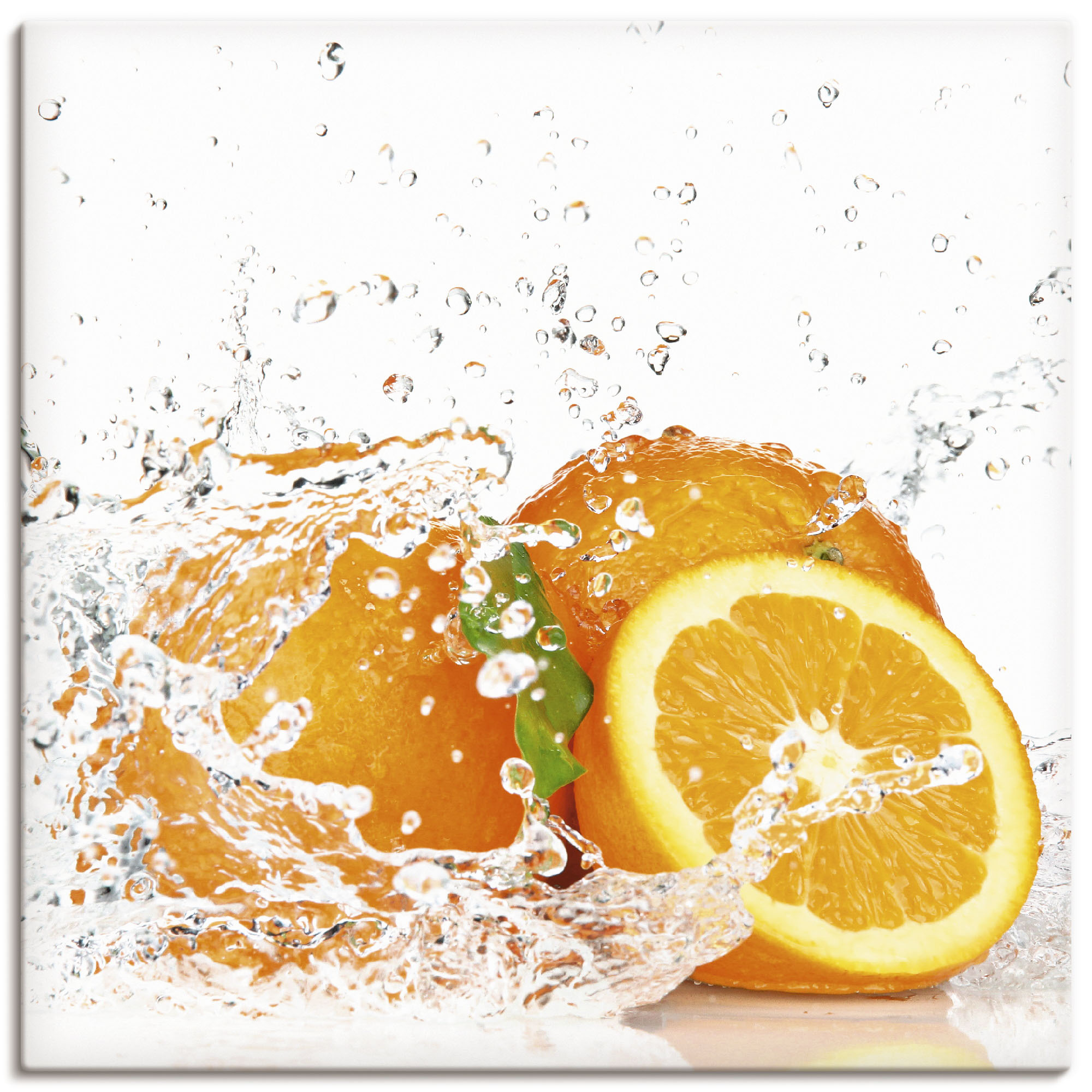 Artland Wandbild "Orange mit Spritzwasser", Süßspeisen, (1 St.), als Leinwa günstig online kaufen