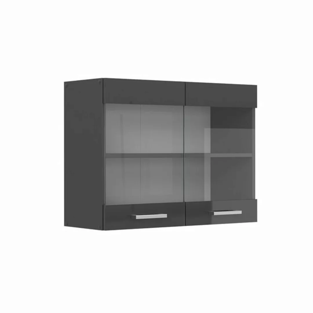 Vicco Glashängeschrank R-Line, Anthrazit Hochglanz/Anthrazit, 80 cm günstig online kaufen