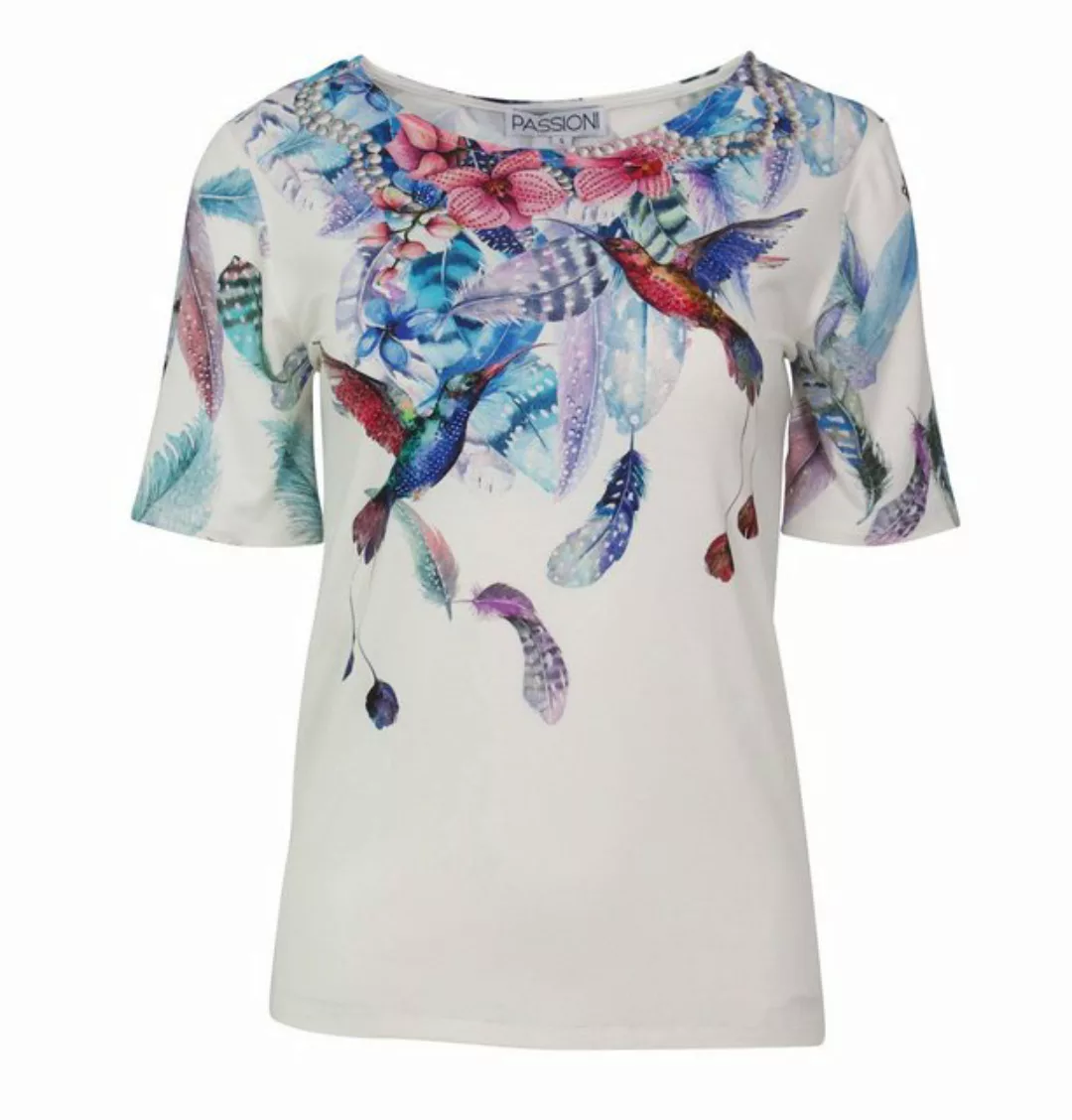 Passioni T-Shirt Bedrucktes T-Shirt "Tropical Print" Hotfixapplikation günstig online kaufen