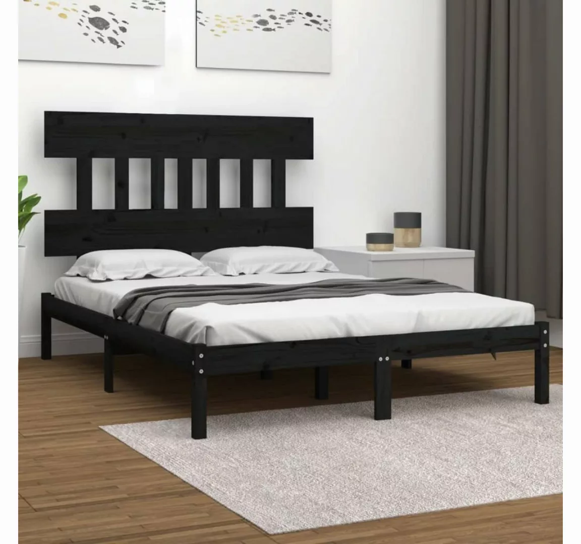 furnicato Bett Massivholzbett Schwarz 120x190 cm günstig online kaufen