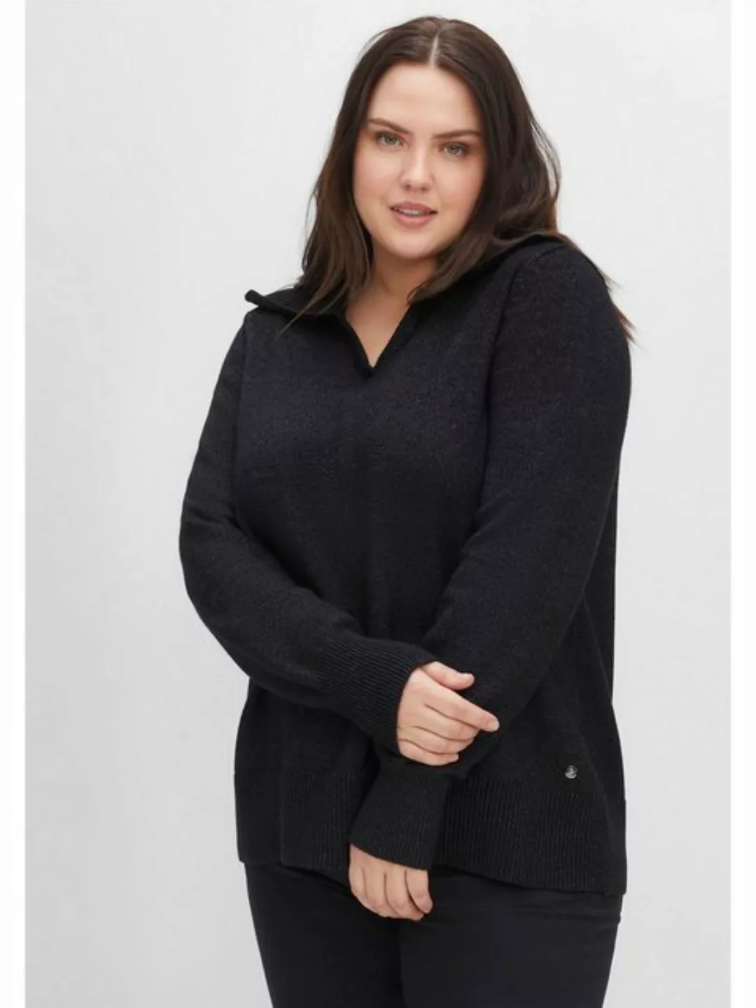 Sheego V-Ausschnitt-Pullover "Große Größen", in A-Linie, mit großem Rippstr günstig online kaufen