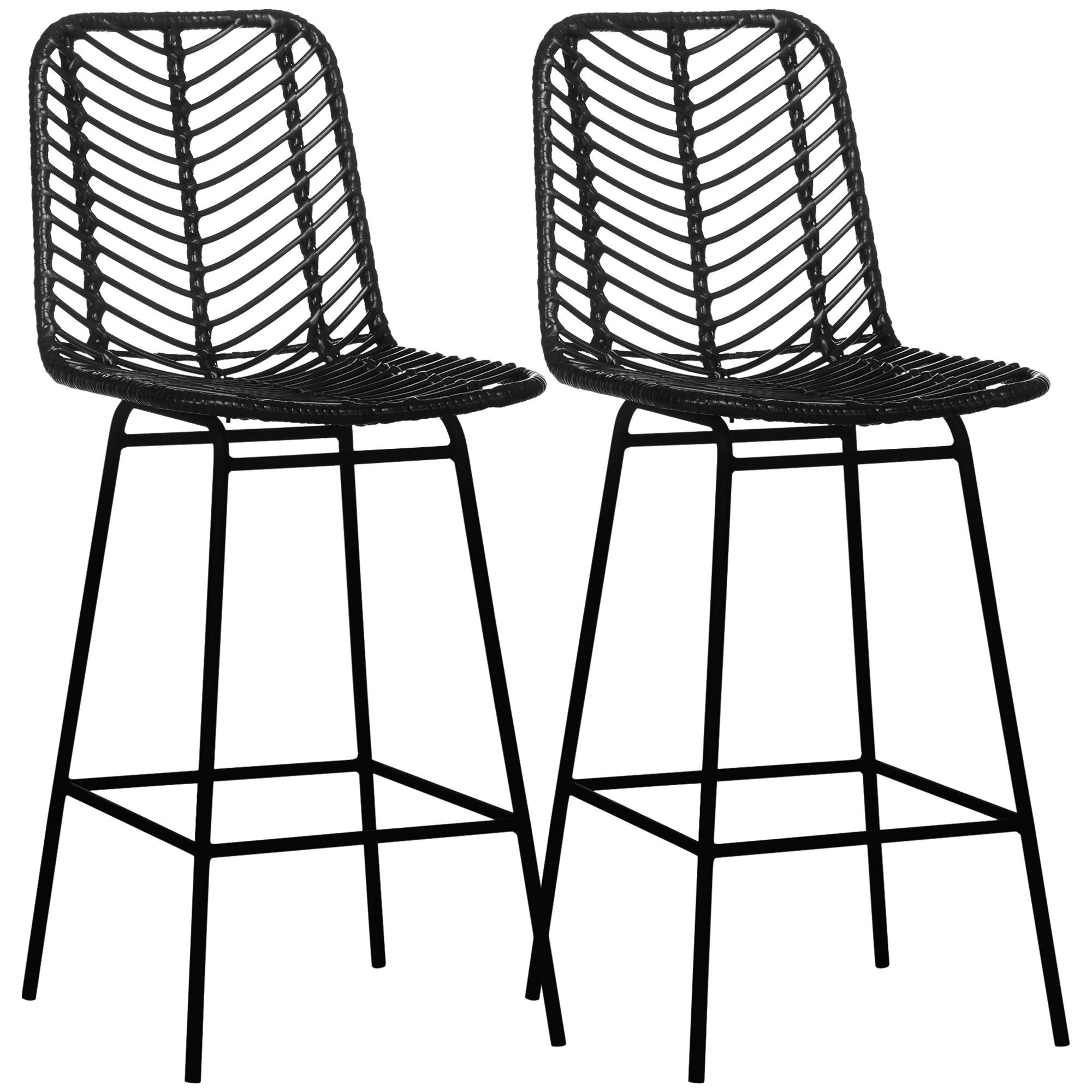 HOMCOM Barhocker 2er-Set, mit Fußstütze, Stahlbeinen günstig online kaufen