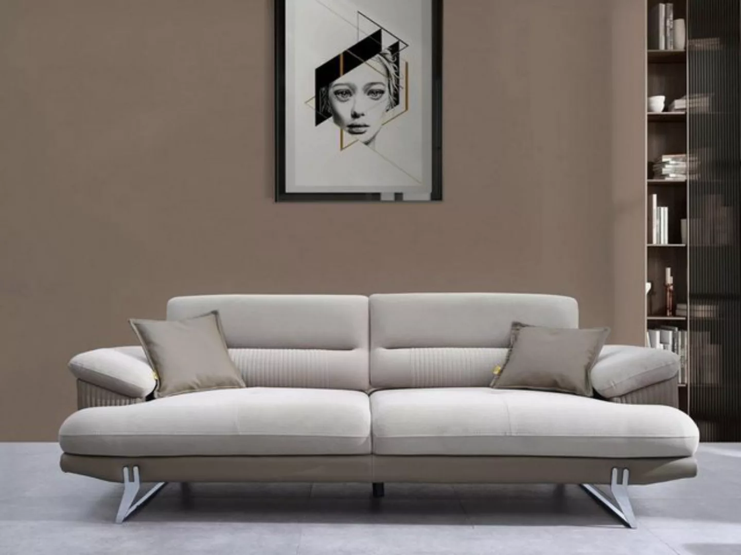 JVmoebel Sofa Sofa Dreisitzer Grau Couch Polstermöbel Wohnzimmer Textil Ein günstig online kaufen