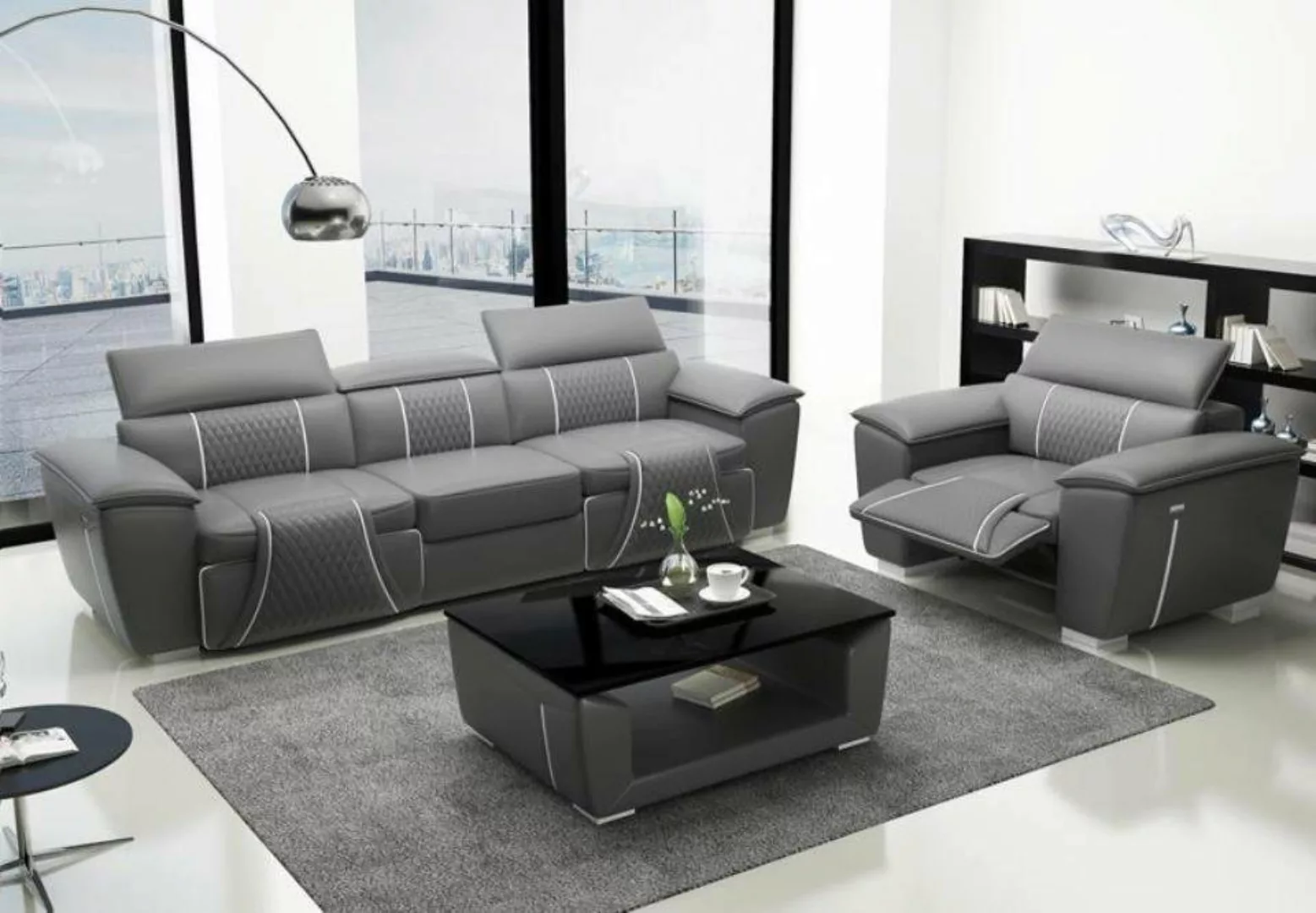 JVmoebel Sofa Schwarze Multifunktions Couch Relax 3+2 Sitzer Sofagarnitur, günstig online kaufen