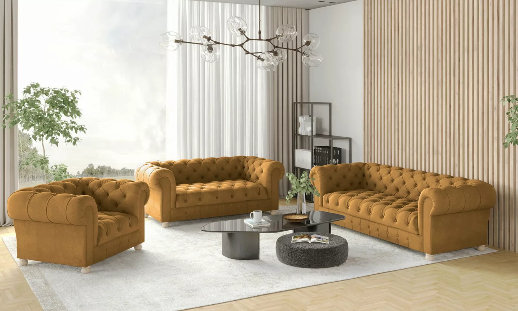 Kaiser Möbel Chesterfield-Sofa 3+2+1 Sofagarnitur, elegant, klassisch, in e günstig online kaufen