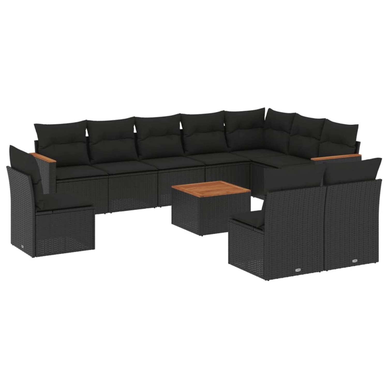 vidaXL 11-tlg Garten-Sofagarnitur mit Kissen Schwarz Poly Rattan Modell 56 günstig online kaufen