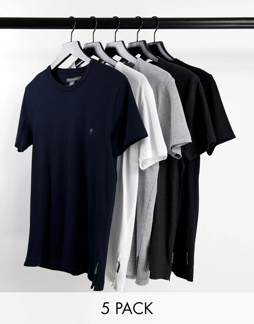 French Connection – 5er-Pack T-Shirts in Schwarz günstig online kaufen
