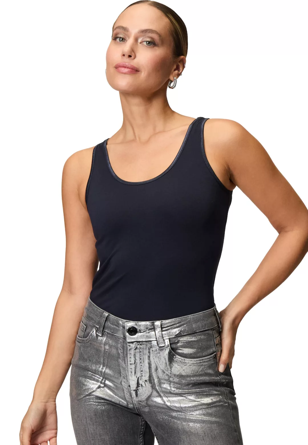 Zero Tanktop "zero Damen Baumwoll-Top mit Rundhalsausschnitt", weiteres Det günstig online kaufen