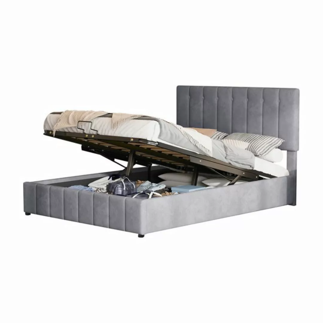 Flieks Polsterbett, Hydraulisches Funktionsbett Doppelbett Samt 140x200cm günstig online kaufen