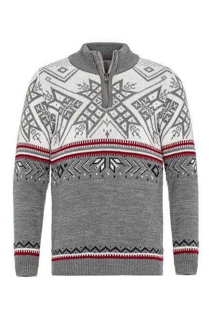 RedBridge Strickpullover Norweger Strickpullover Slim-Fit Stehkragen Grau M günstig online kaufen