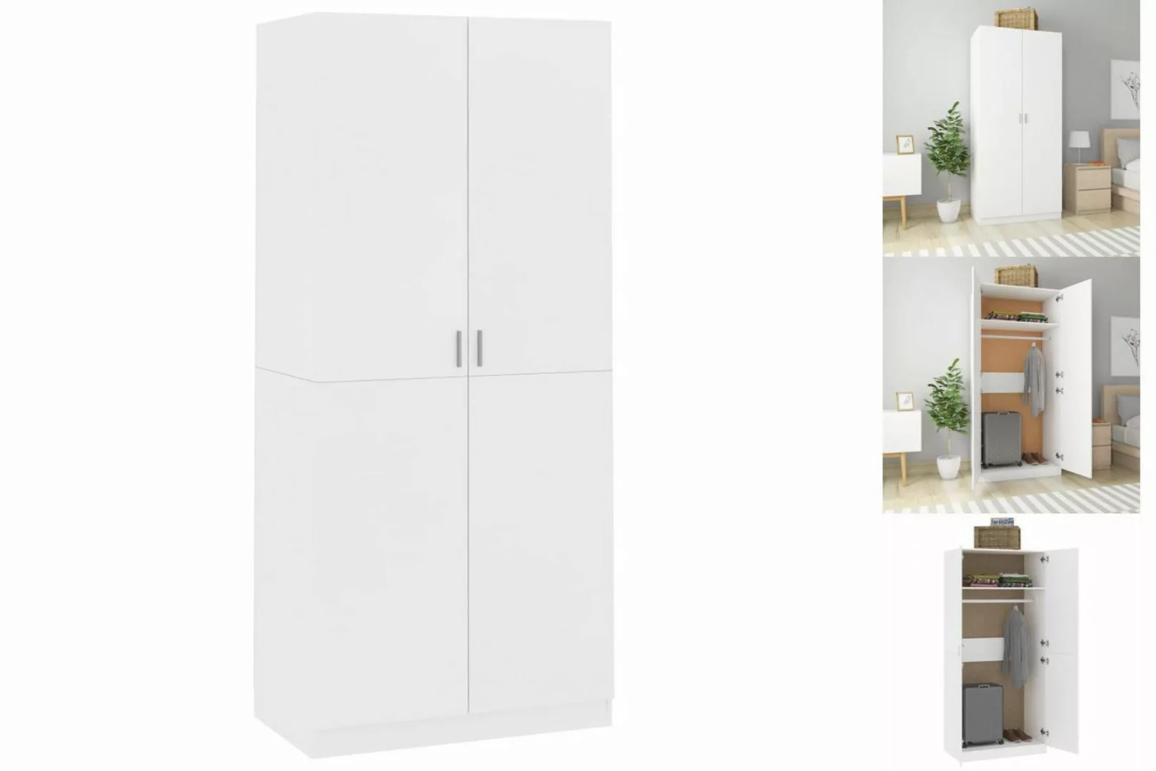 vidaXL Kleiderschrank Kleiderschrank Weiß 9052200 cm Spanplatte günstig online kaufen