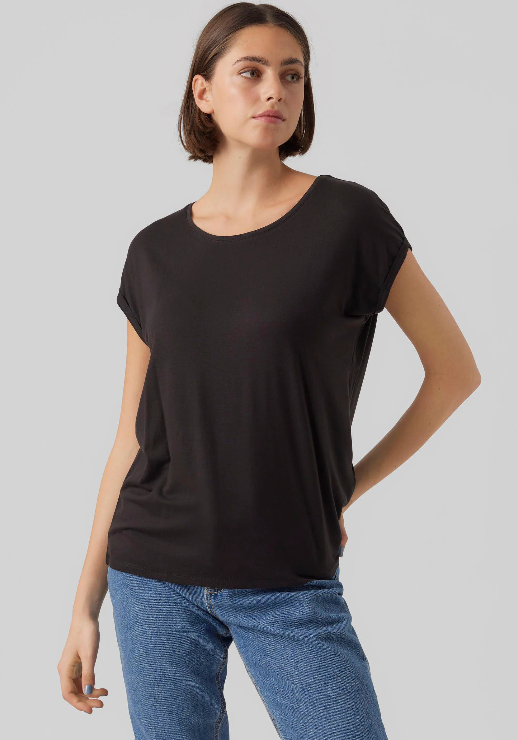 Vero Moda Rundhalsshirt "VMAVA PLAIN SS TOP GAJRS NOOS" günstig online kaufen