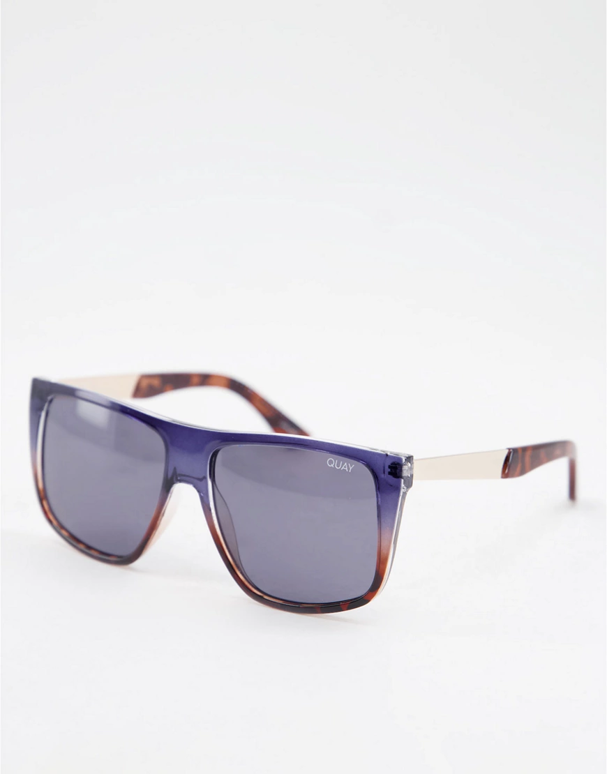 Quay – Oversize-Sonnenbrille in Navy mit Farbverlauf-Blau günstig online kaufen