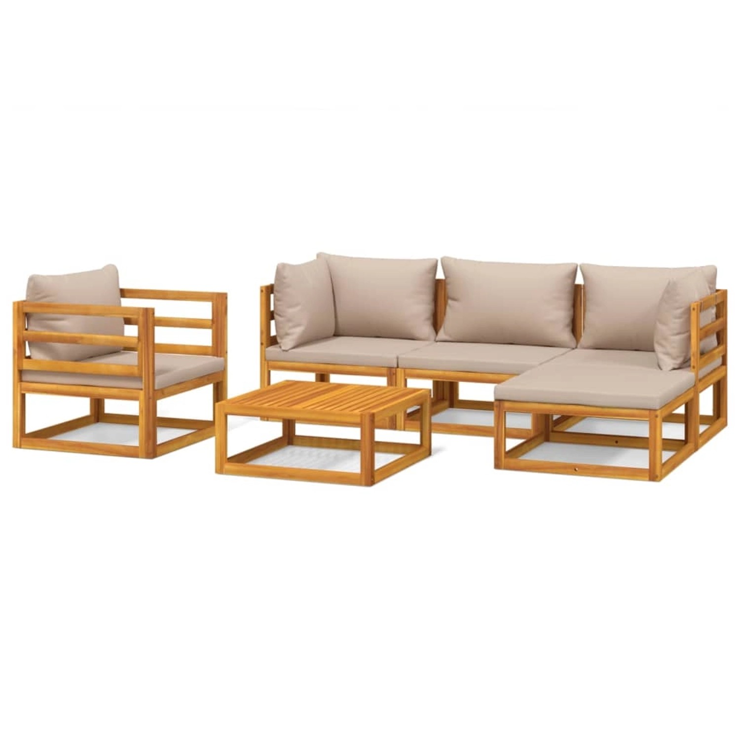 Vidaxl 6-tlg. Garten-lounge-set Mit Taupe Kissen Massivholz günstig online kaufen