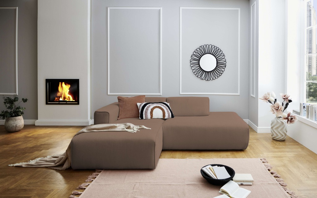 andas Ecksofa "Noord mit Kedernaht, Breite 227 cm", Cord, Struktur, Webstof günstig online kaufen