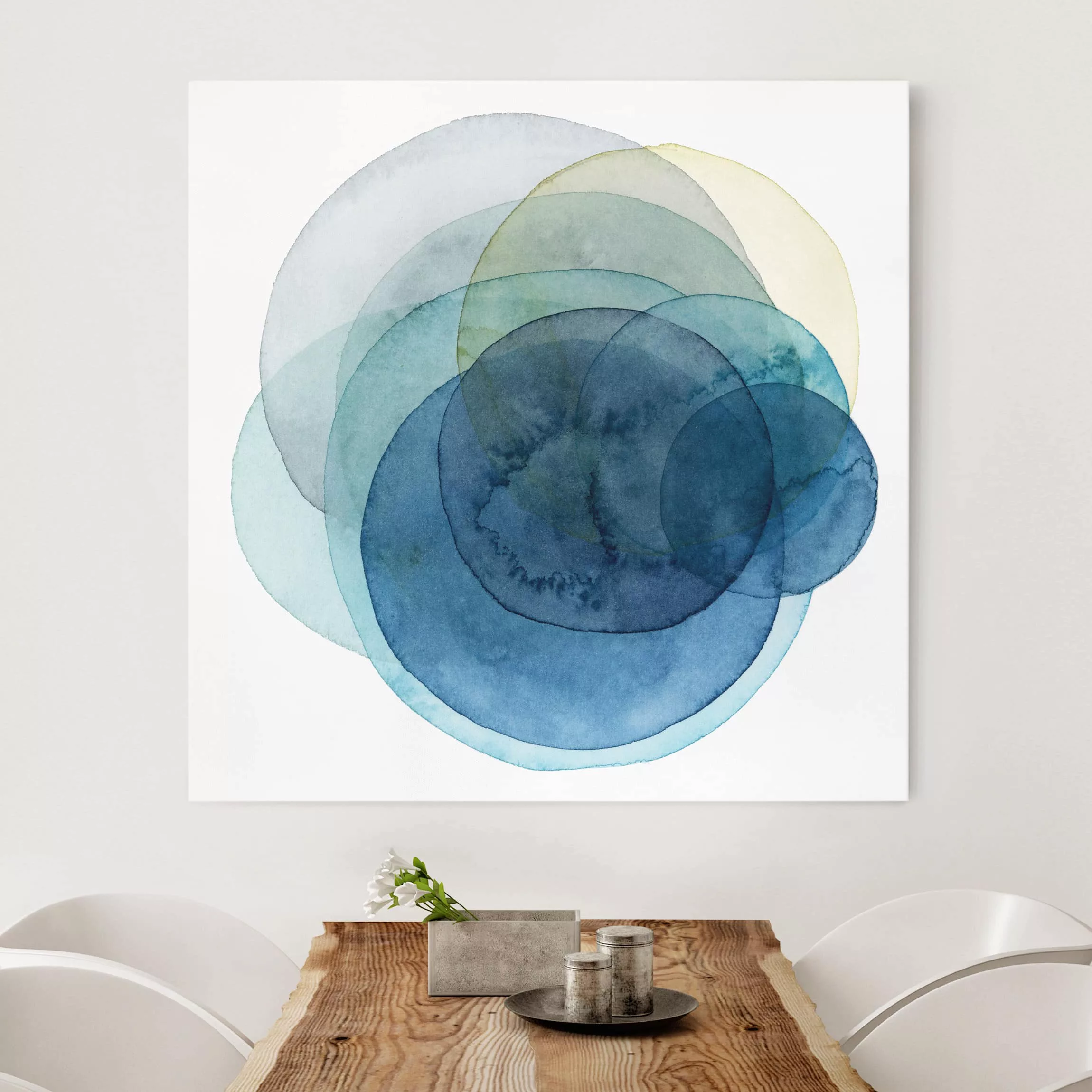 Leinwandbild Abstrakt - Quadrat Urknall - blau günstig online kaufen