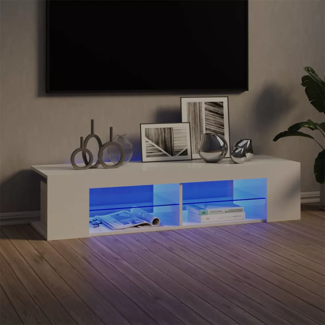 vidaXL TV-Schrank TV-Schrank mit LED-Leuchten Hochglanz-Weiß 135x39x30 cm L günstig online kaufen