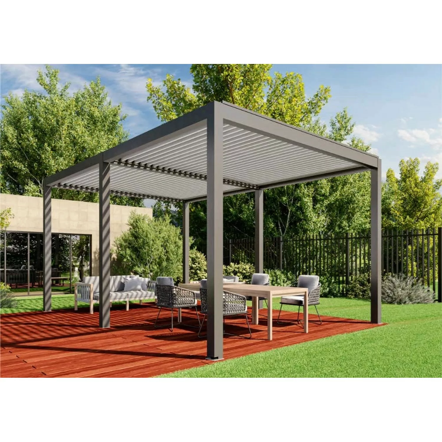 Huun Pergola Mezzo in Anthrazit-Weiß 600 x 400 cm günstig online kaufen